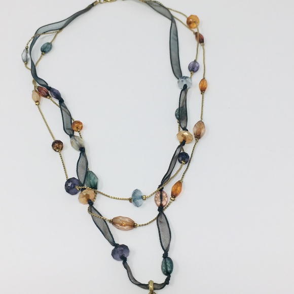 Teal Amber Faux Gemstone Beaded Statement Necklace - Picture 4 of 8